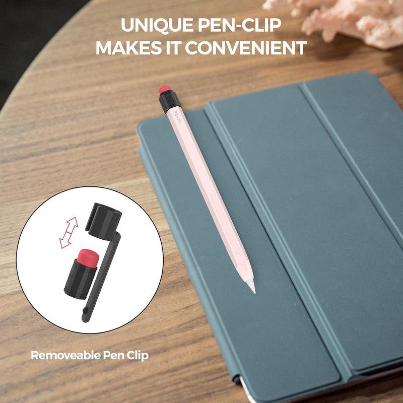 TRONWIN iPencil Case for Apple Pencil 2nd Generation Sleeve Silicone Protective Cover Perfect Grip Skin Classic Design with Sturdy Clip Compatible with Apple Pencil 2nd Generation (Lovely Pink) - Image 5
